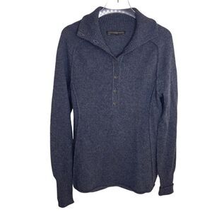 Peruvian Connection Blue Gray Alpaca Vneck Button‎ Up Down Sweater Cardigan Xs